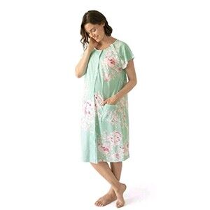 Kindred Bravely Labor Delivery Access Gown Sz S/M/L Mint green floral NWOT